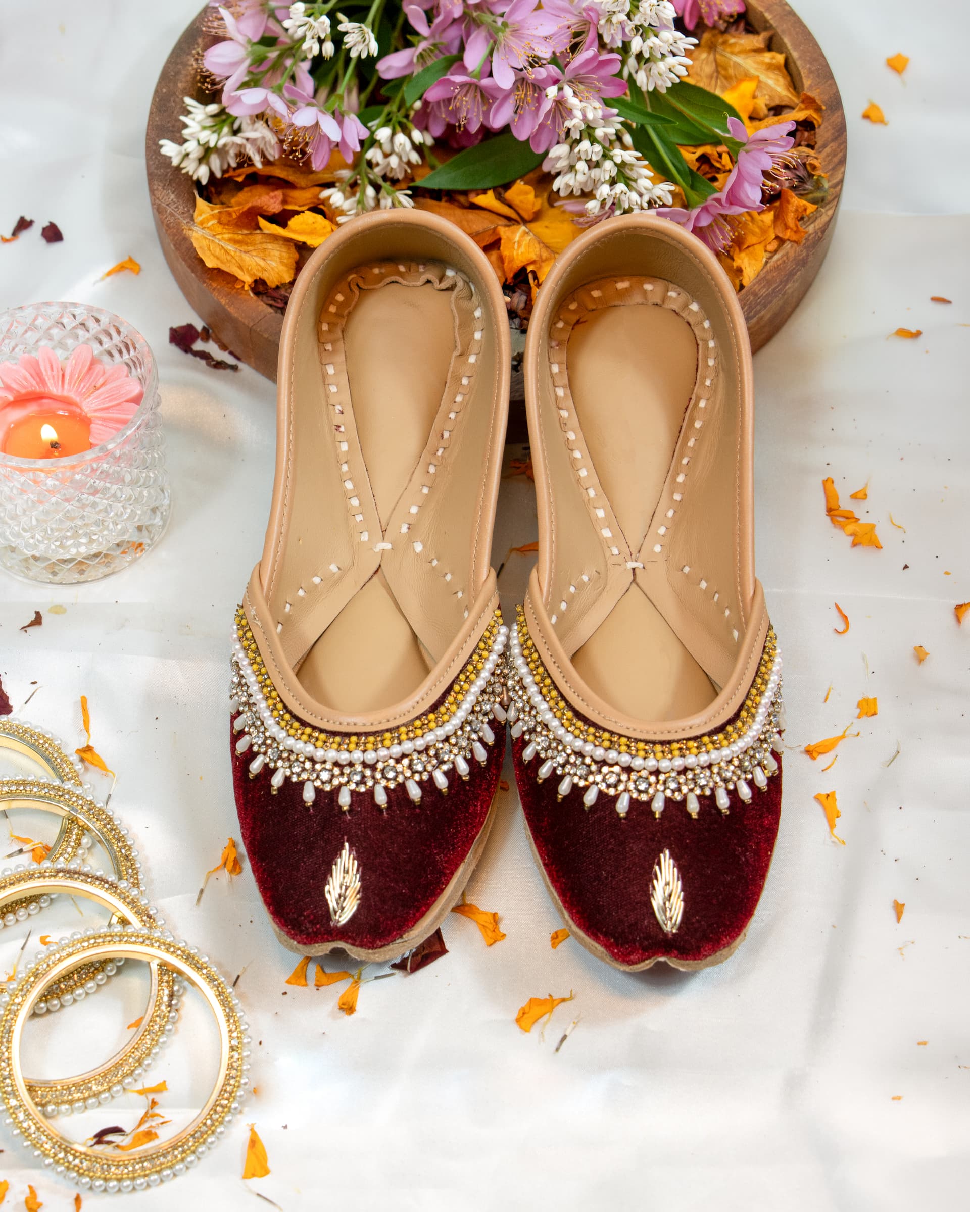 Eshira Maroon Jutti  – Pearl Festive Jutti