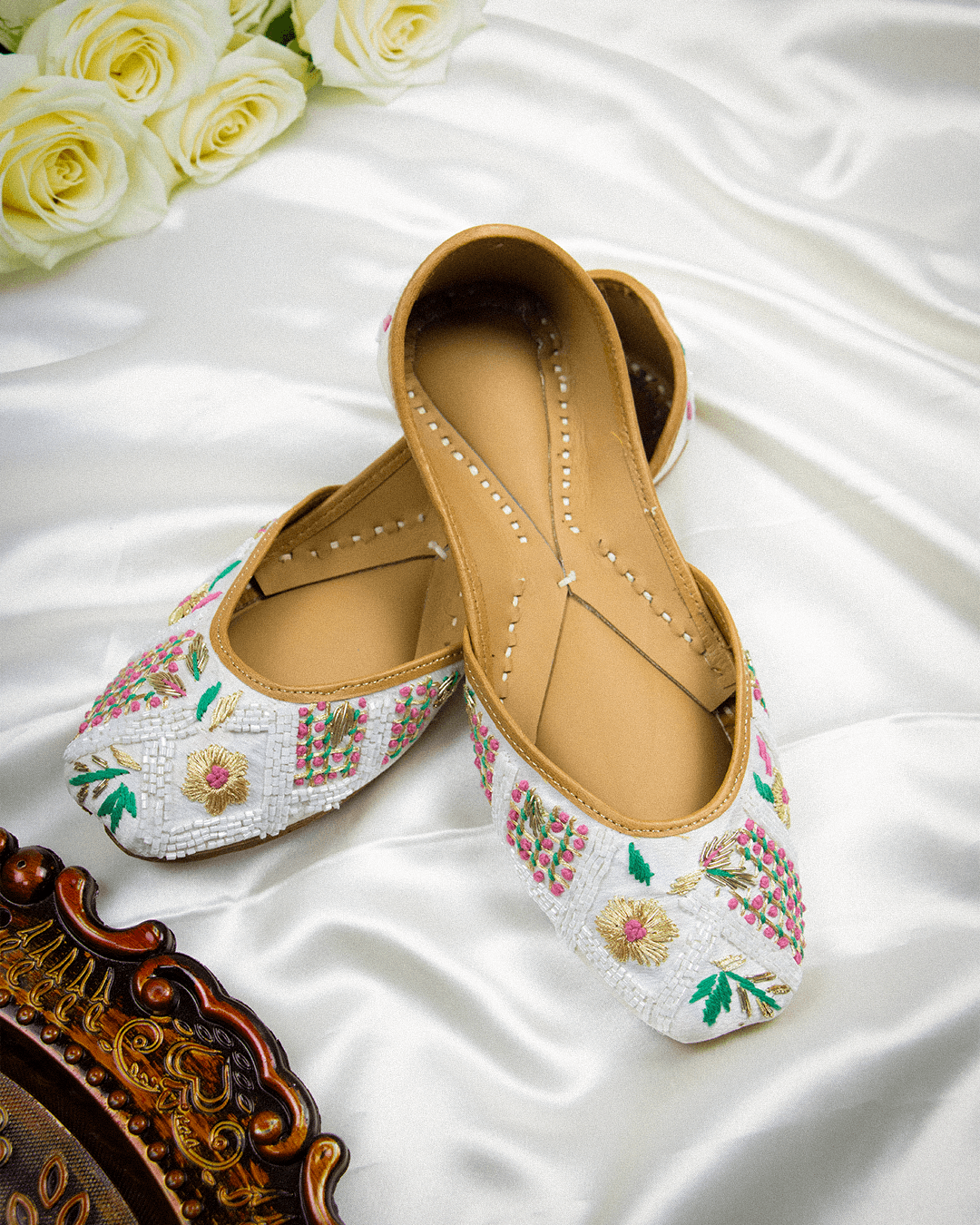 Adaa White Jutti for Women- Fancy Casual Jutti