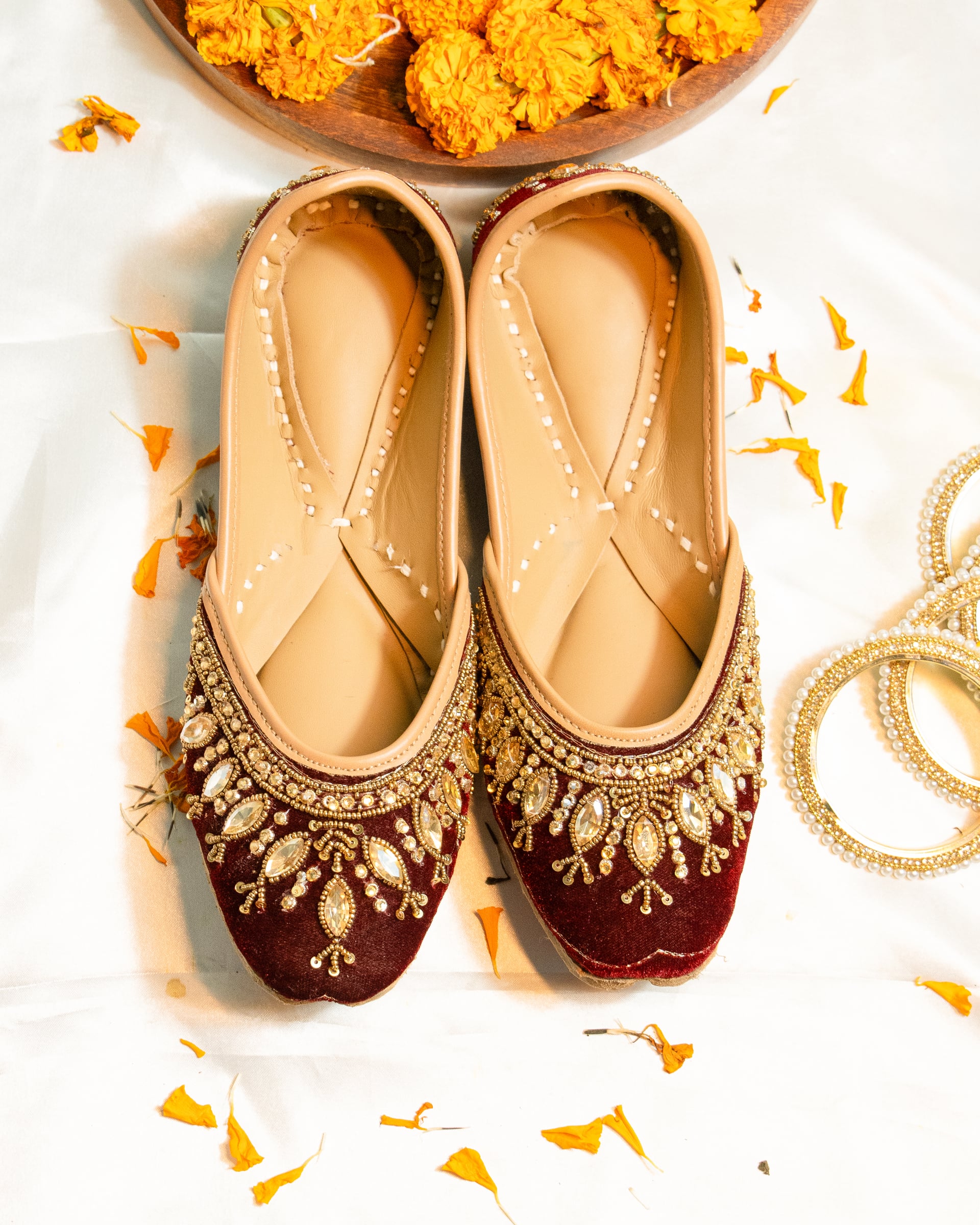 Zareen Maroon Jutti - Velvet Festive Jutti